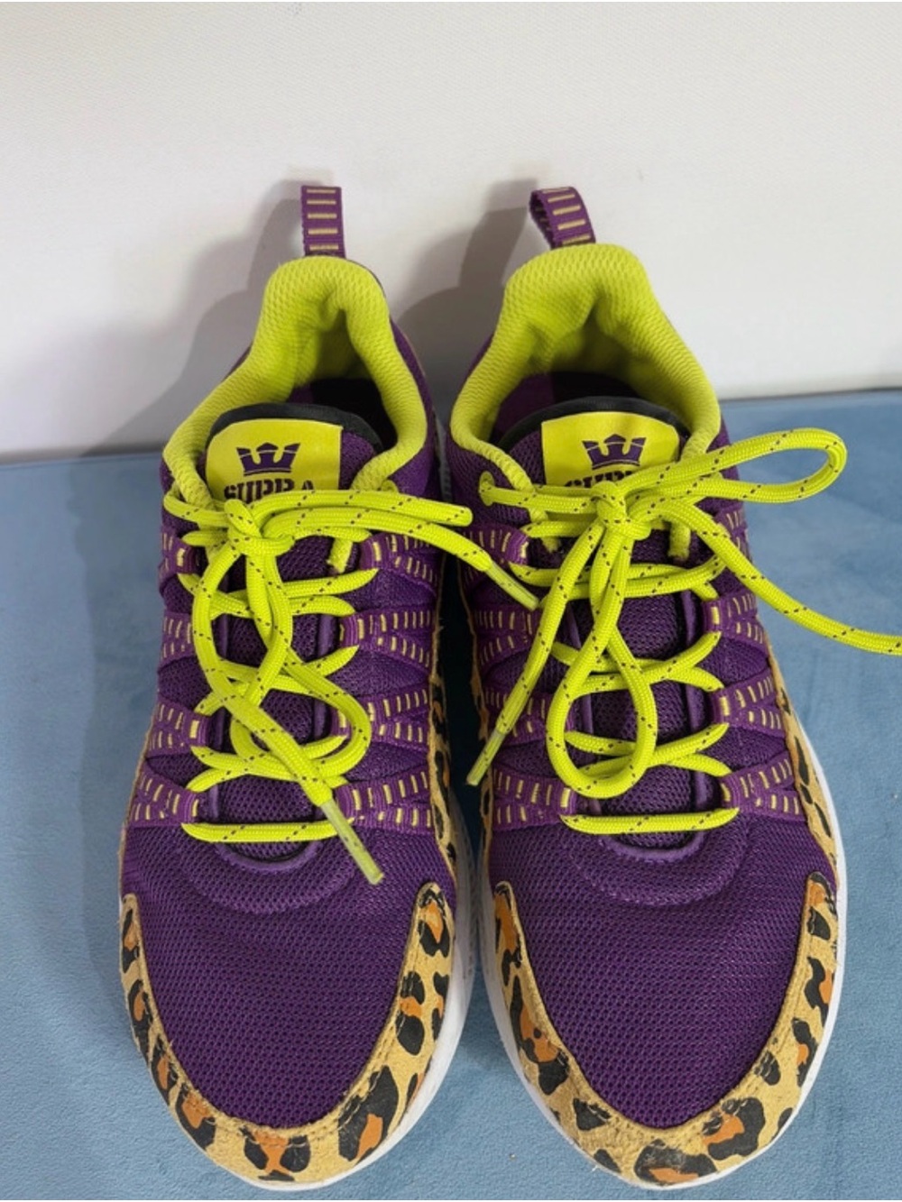 Supra Women’s Purple & Lime Sneakers with Leopard Trim size 8